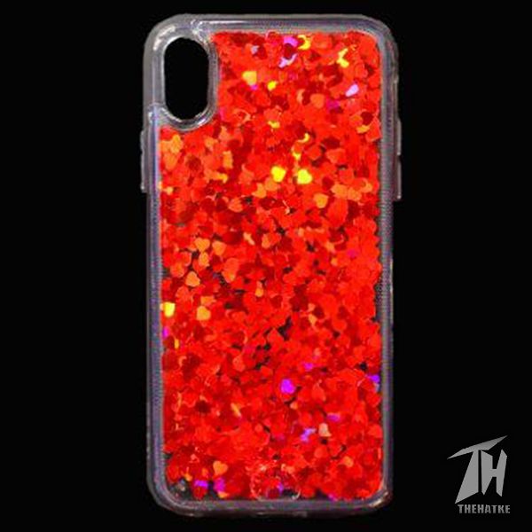 Red Glitter Heart Case For Apple iphone X/xs - The Hatke