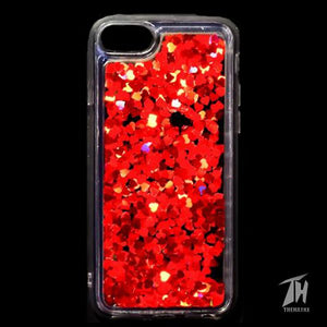 Red Glitter Heart Case For Apple iphone 8