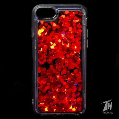 Red Glitter Heart Case For Apple iphone 6/6s