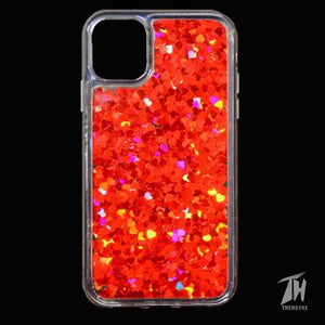 Red Glitter Heart Case For Apple iphone 11