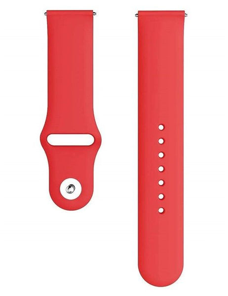 Red Plain Silicone Strap For Smart Watch (20mm) - The Hatke