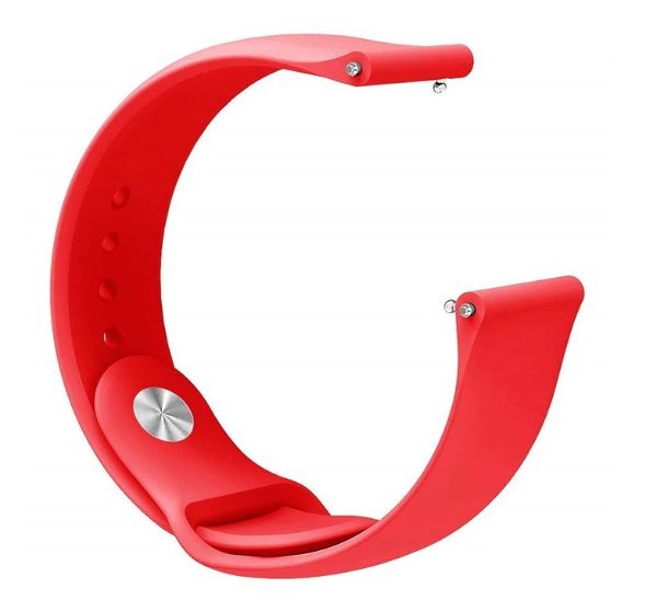 Red Plain Silicone Strap For Smart Watch (22mm) - The Hatke