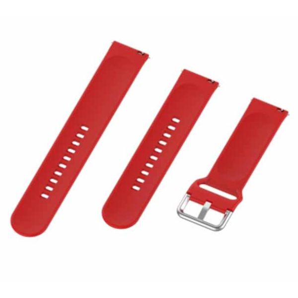 Red Plain Silicone Strap With Stainless steel Buckle For Smart Watch (20mm) - The Hatke