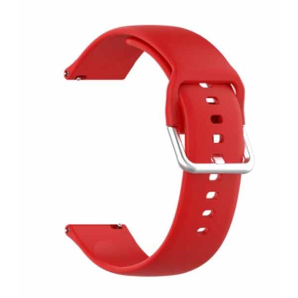 Red Plain Silicone Strap With Stainless steel Buckle For Smart Watch (20mm) - The Hatke