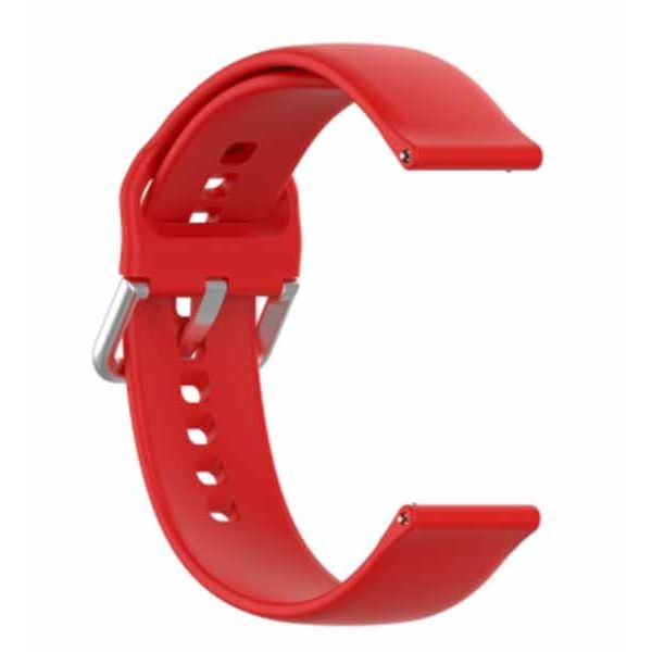 Red Plain Silicone Strap With Stainless steel Buckle For Smart Watch (20mm) - The Hatke