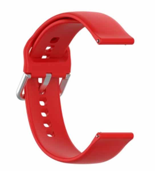 Red Plain Silicone Strap With Stainless steel Buckle For Smart Watch (22mm) - The Hatke