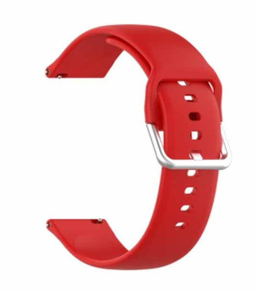 Red Plain Silicone Strap With Stainless steel Buckle For Smart Watch (22mm) - The Hatke
