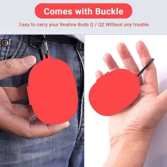 Red Silicone buds case for Realme Q - The Hatke