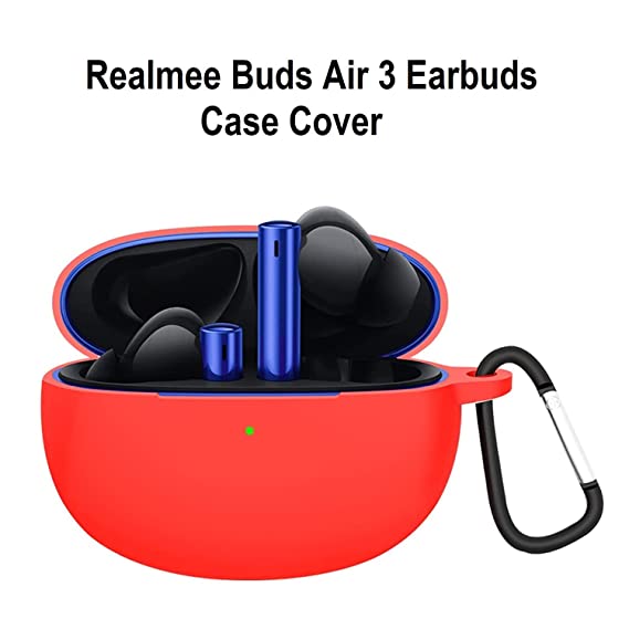 Red Silicone case for Realme Buds Air 3 - The Hatke