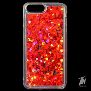 Red Glitter Heart Case For Apple iphone 8 plus