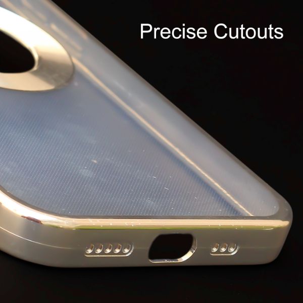 Silver 6D Chrome Logo Cut Transparent Case for Apple iphone 14 Plus - The Hatke