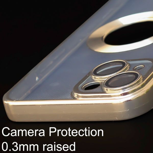 Silver 6D Chrome Logo Cut Transparent Case for Apple iphone 14 Plus - The Hatke