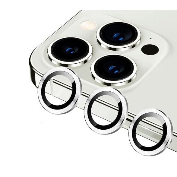 Silver Metallic camera ring lens guard for Apple iphone 14 Pro Max - The Hatke