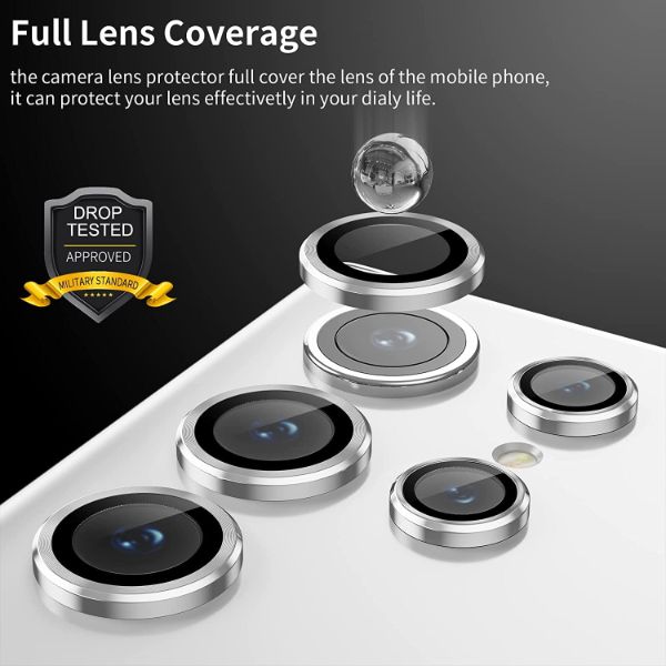 Silver Metallic camera ring lens guard for Samsung S22 Ultra - The Hatke
