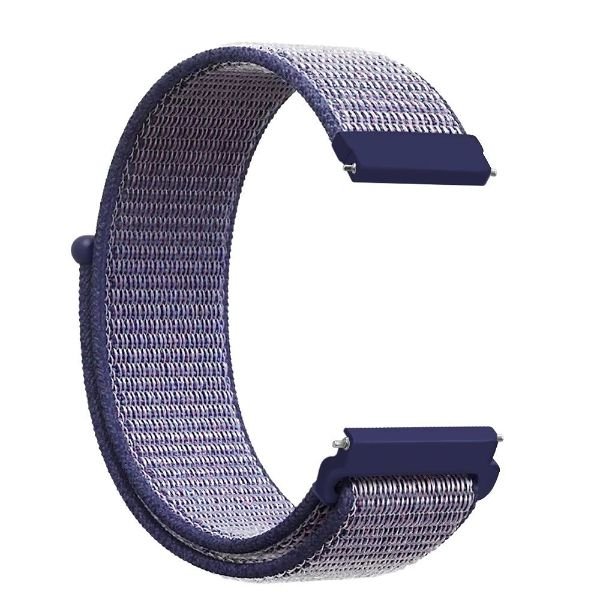 Stripes Blue Nylon Strap For Smart Watch 20mm - The Hatke