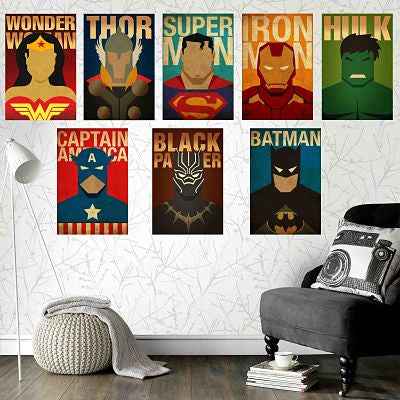 Superhero Posters Combo – Set of 8 Wall Posters - The Hatke