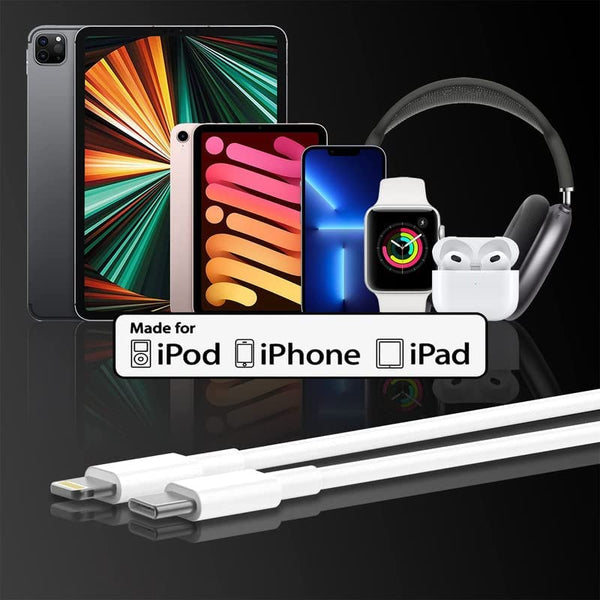 TheHatke USB C Fast Charging Lightning Cable For Apple Iphone, Ipad And Ipod - WHITE - The Hatke