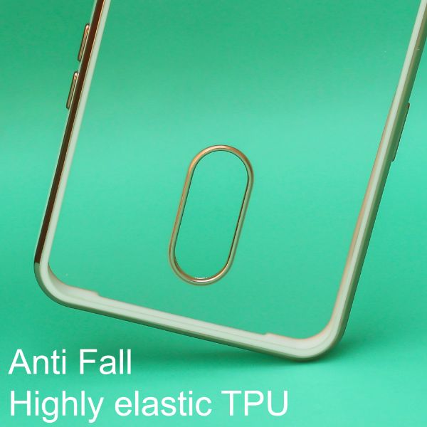 White Electroplated Transparent Case for Oneplus 7 - The Hatke