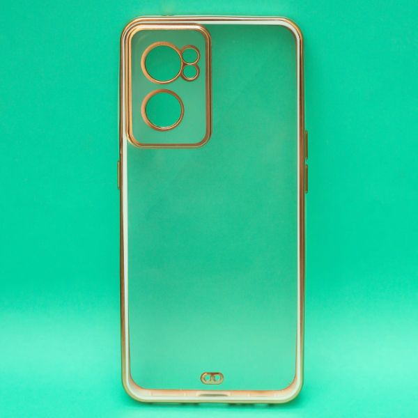 White Electroplated Transparent Case for Oneplus Nord CE 2 - The Hatke