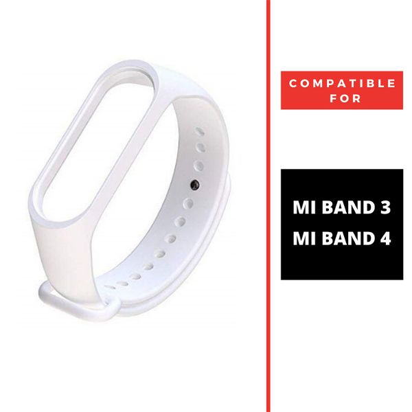 White Plain Silicone Strap For M5 Band - The Hatke