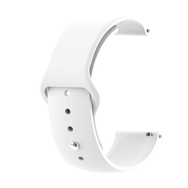 White Plain Silicone Strap For Smart Watch (20mm) - The Hatke