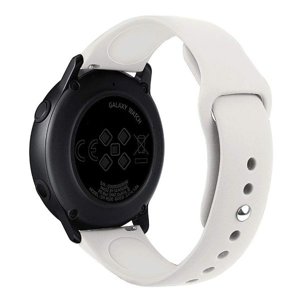 White Plain Silicone Strap For Smart Watch (22mm) - The Hatke