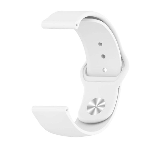 White Plain Silicone Strap For Smart Watch (22mm) - The Hatke