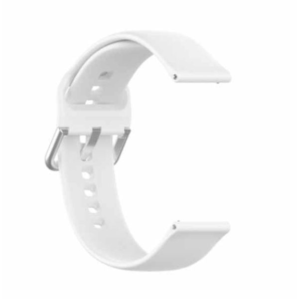 White Plain Silicone Strap With Stainless steel Buckle For Smart Watch (20mm) - The Hatke