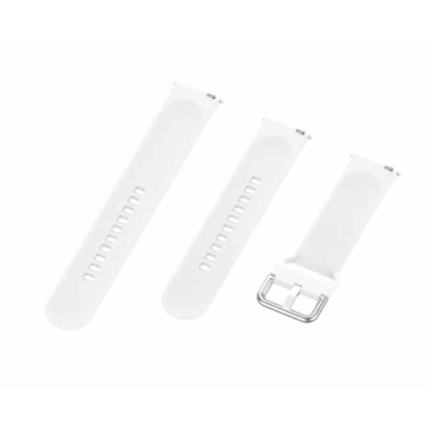 White Plain Silicone Strap With Stainless steel Buckle For Smart Watch (20mm) - The Hatke