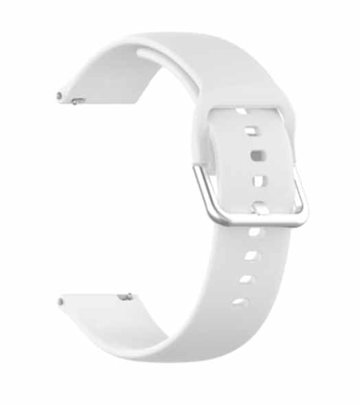 White Plain Silicone Strap With Stainless steel Buckle For Smart Watch (22mm) - The Hatke
