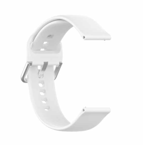 White Plain Silicone Strap With Stainless steel Buckle For Smart Watch (22mm) - The Hatke