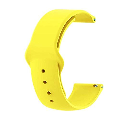 Yellow Plain Silicone Strap For Smart Watch (22mm) - The Hatke