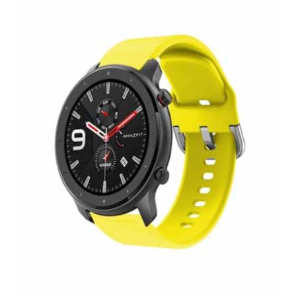 Yellow Plain Silicone Strap With Stainless steel Buckle For Smart Watch (20mm) - The Hatke