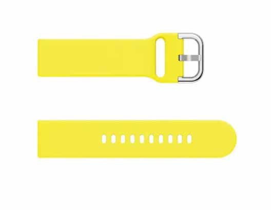Yellow Plain Silicone Strap With Stainless steel Buckle For Smart Watch (22mm) - The Hatke