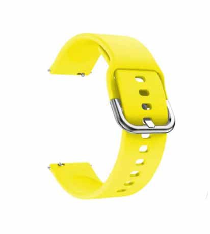 Yellow Plain Silicone Strap With Stainless steel Buckle For Smart Watch (22mm) - The Hatke